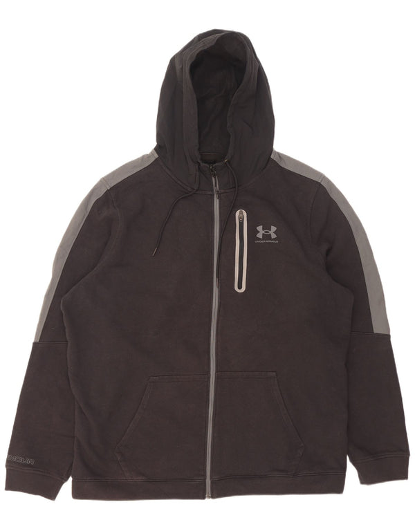 Under Armour Herre grafisk hættetrøje med lynlås 2XL Sort Colourblock Bomuld