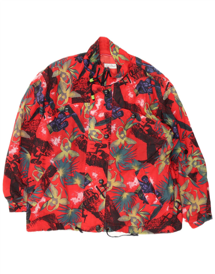 Gil Bret Dame Oversized Windbreaker Jacket UK 14 Large Red Floral