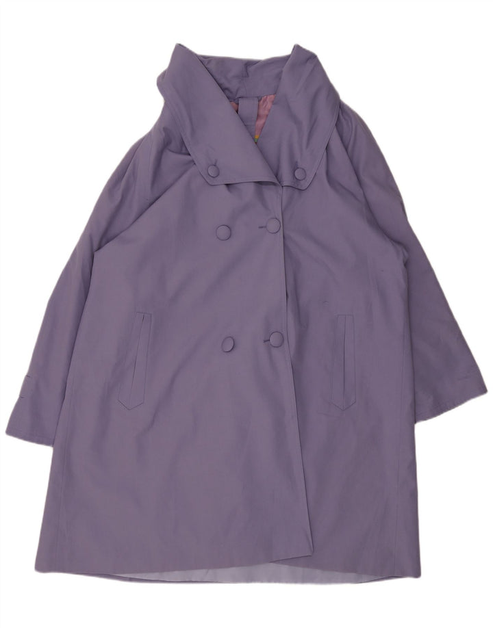 Vintage Dame Dobbeltradet Frakke UK 22 2XL Lilla Polyester