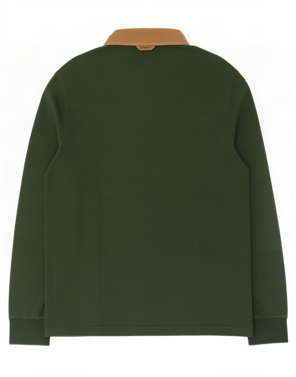 Gant Langærmet herre afslappet pasform Rugby Polo Shirt XL Grøn Bomuld