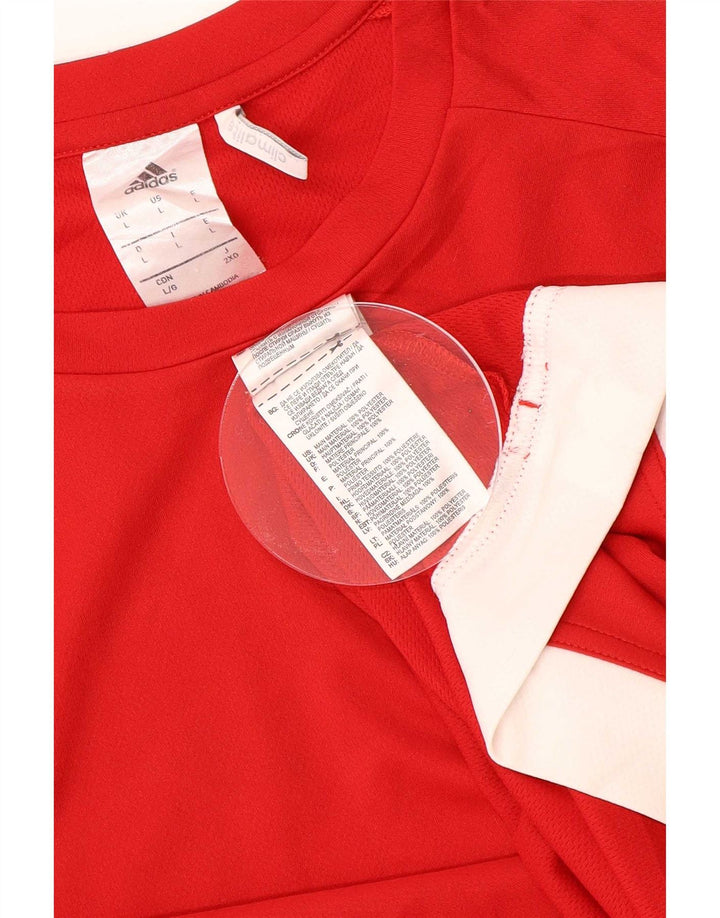 Adidas Herre Climalite T-Shirt Top Stor Rød Colourblock Polyester