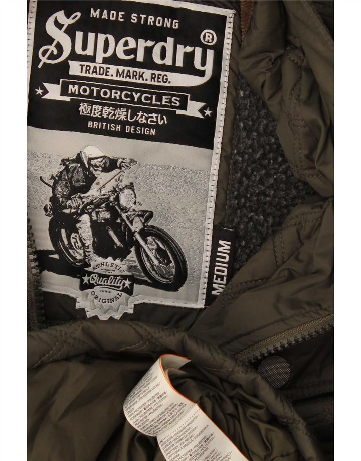 Superdry Herre quiltet jakke UK 38 Medium Khaki Polyester