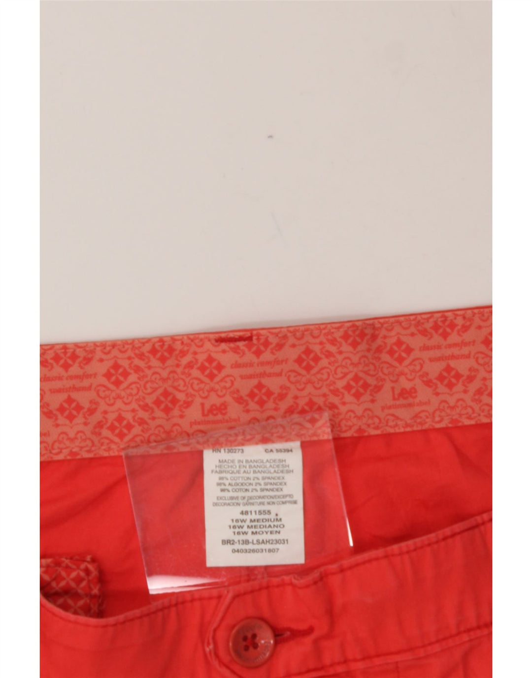 LEE Womens Chino Shorts US 16 2XL W38 Orange Cotton Vintage Lee and Second-Hand Lee from Messina Hembry 