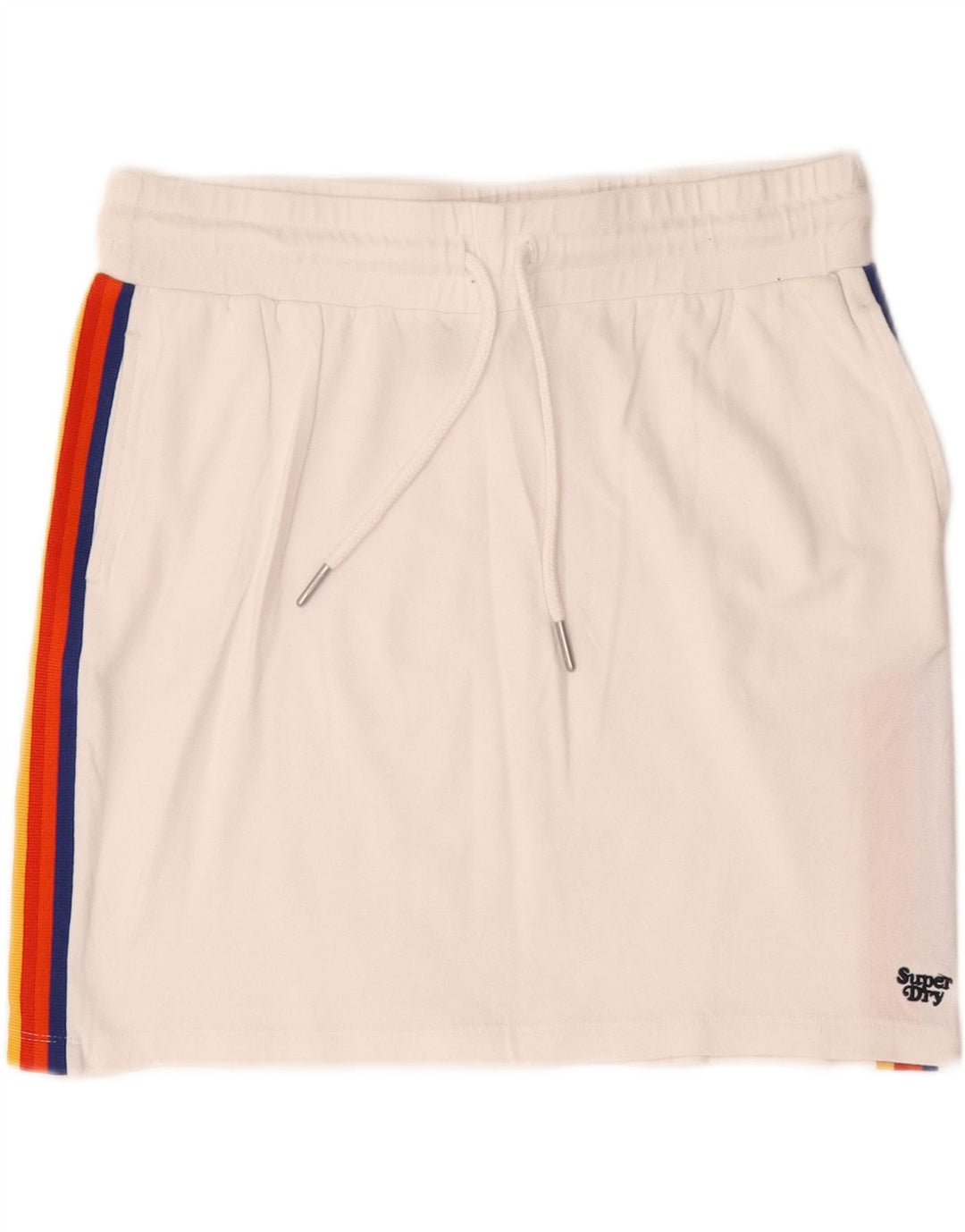 Superdry Mininederdel til kvinder UK 12 Medium W30 Hvidstribet bomuld
