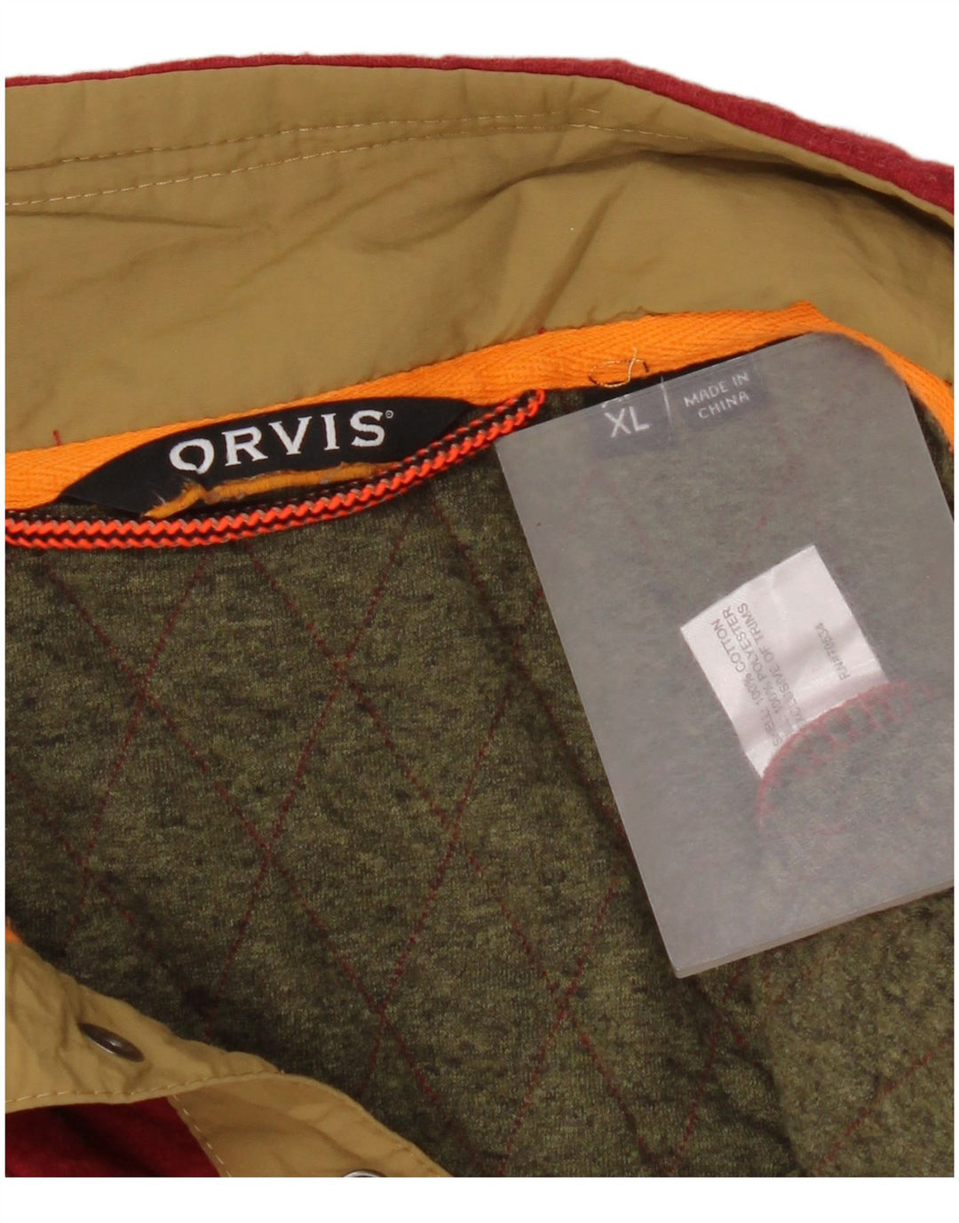 Orvis Herre Button Neck Sweatshirt Jumper XL Rød Bomuld
