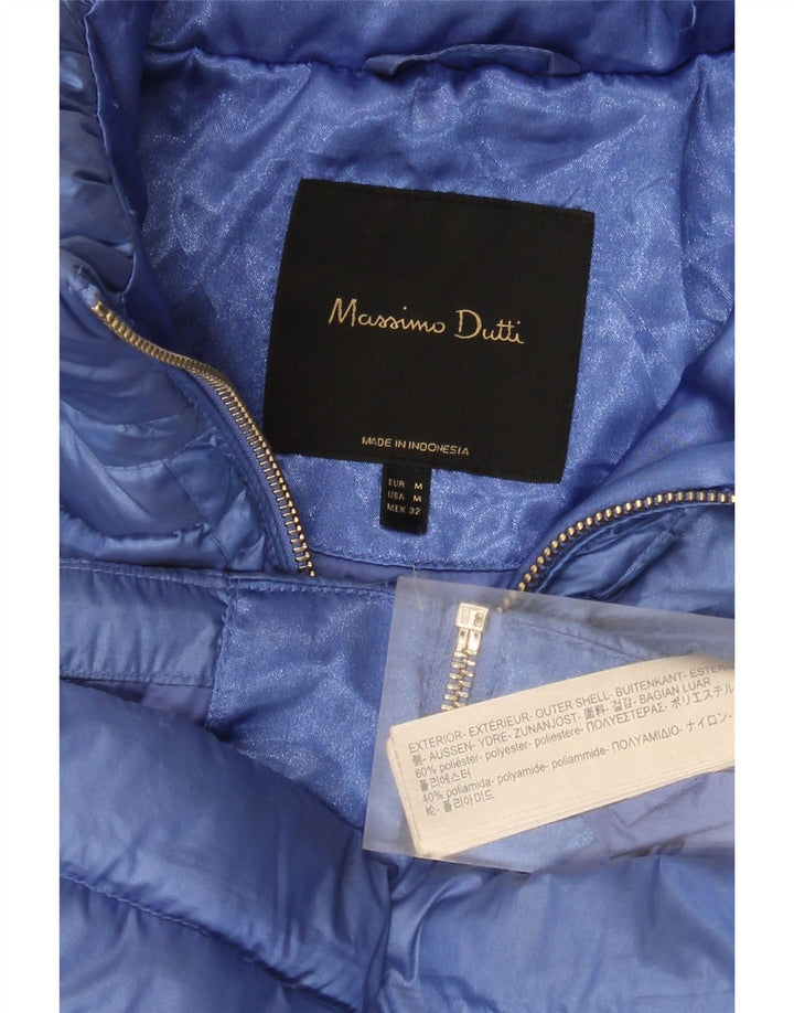 Massimo Dutti Dame Polstret Jakke UK 12 Medium Blue Polyester