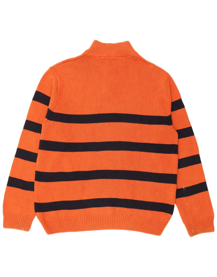 Chaps Herre Button Neck Jumper Sweater XL Orange Stribet Bomuld