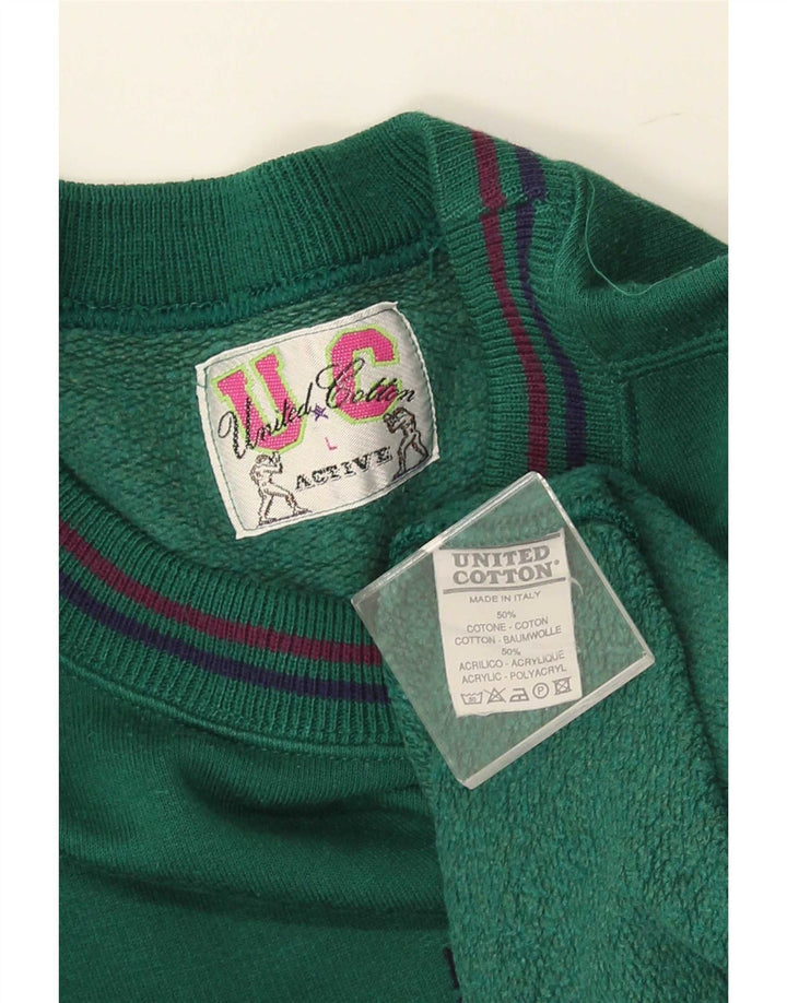 United Cotton Herre Grafisk Oversized Sweatshirt Jumper Stor Grøn Bomuld