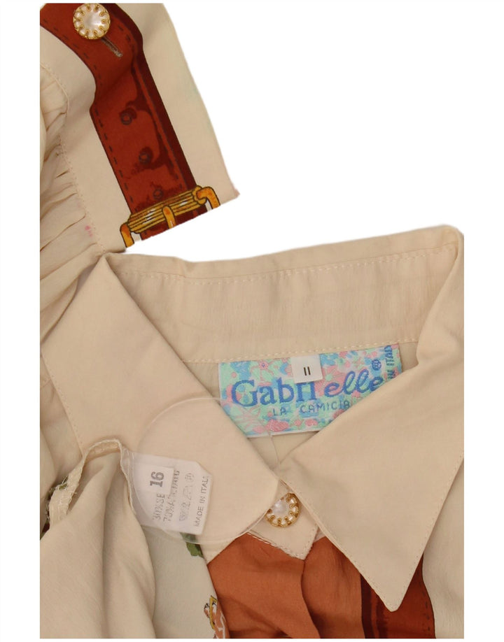 GABRI ELLE LA CAMICIA Grafisk skjortebluse til kvinder UK 16 Large Off White
