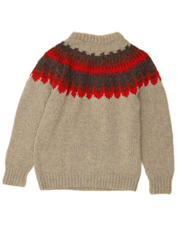 Scapa Dame Turtle Neck Jumper Sweater UK 16 Large Grey Fair Isle