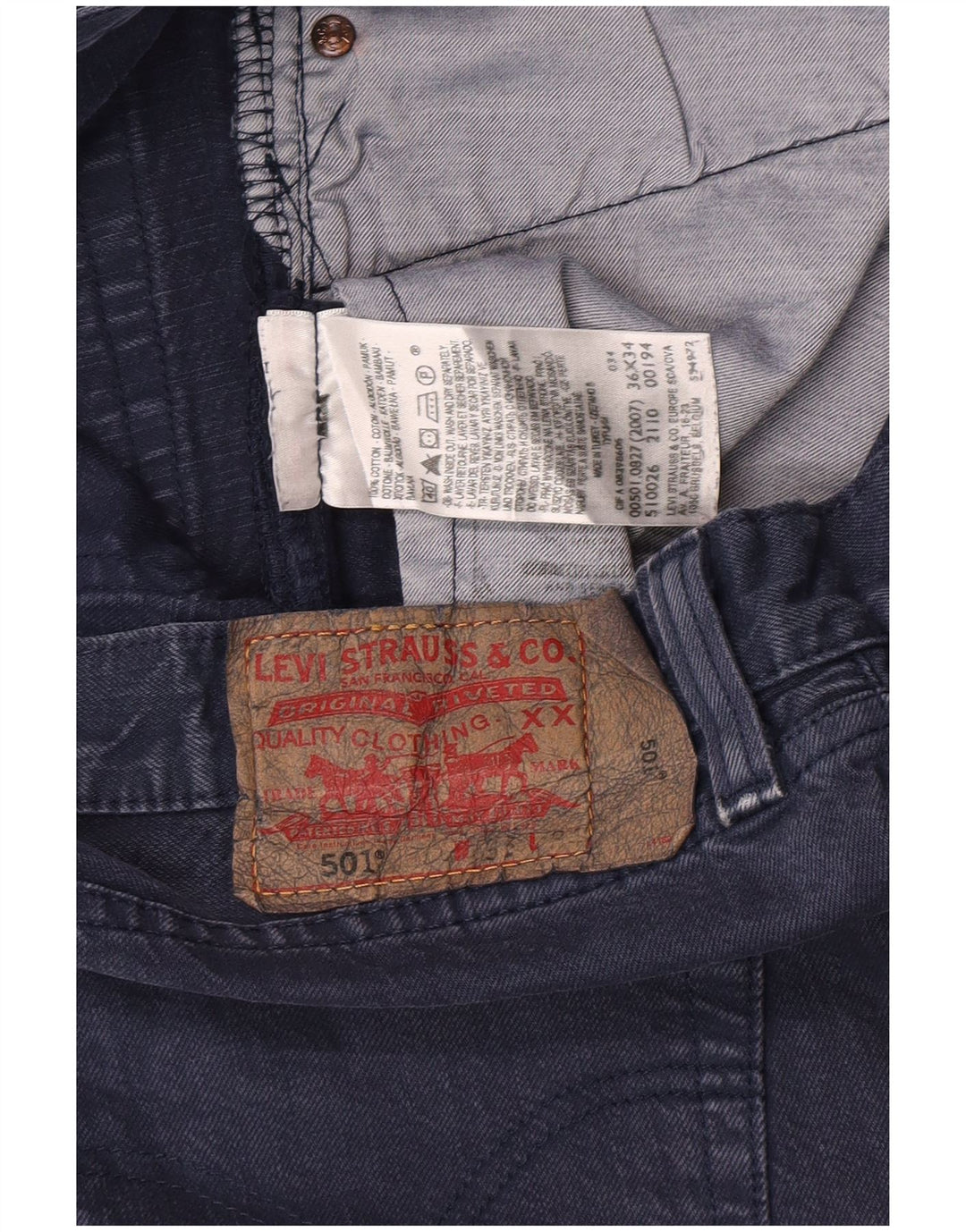 Levi's Herre 501 Straight Jeans W36 L29 Marineblå Bomuld