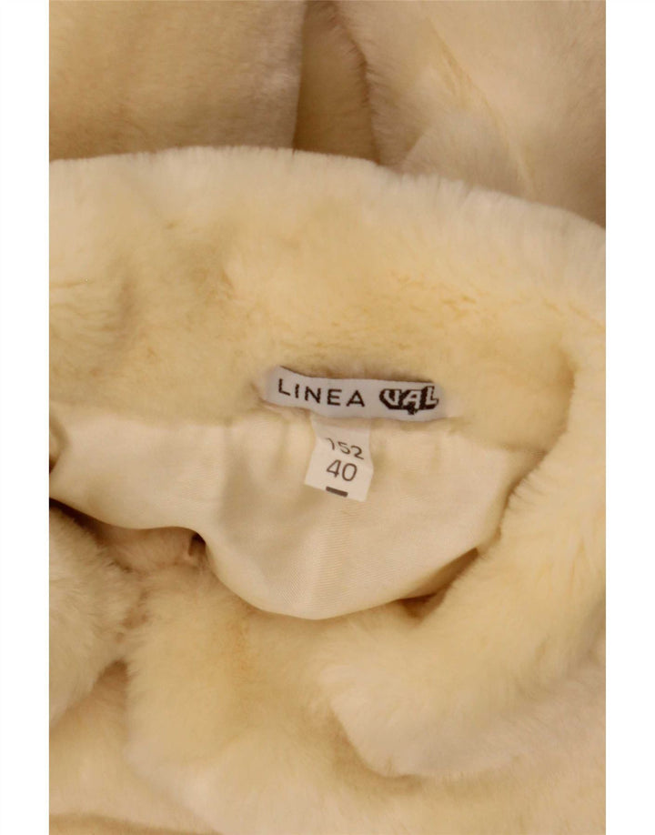 Vintage Dame Oversized Faux Fur Overcoat EU 40 Medium Beige Modacryl
