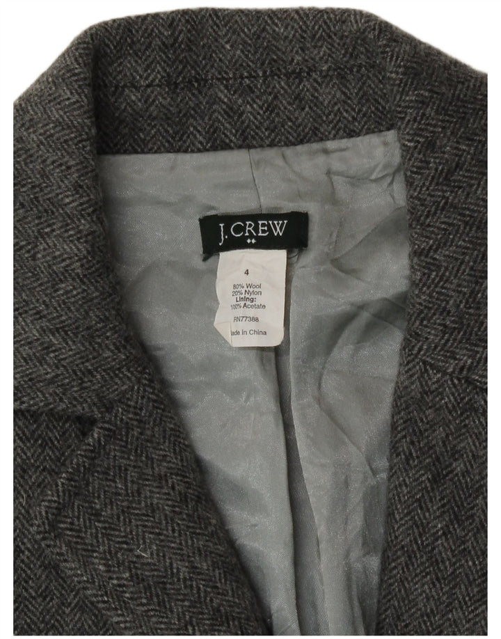 J. Crew Dame 1-knap blazerjakke US 4 lille grå sildebensuld