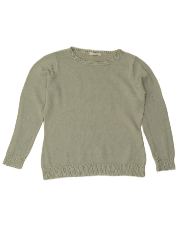 Marks & Spencer Dame Boat Neck Jumper Sweater UK 12 Medium Green Bomuld