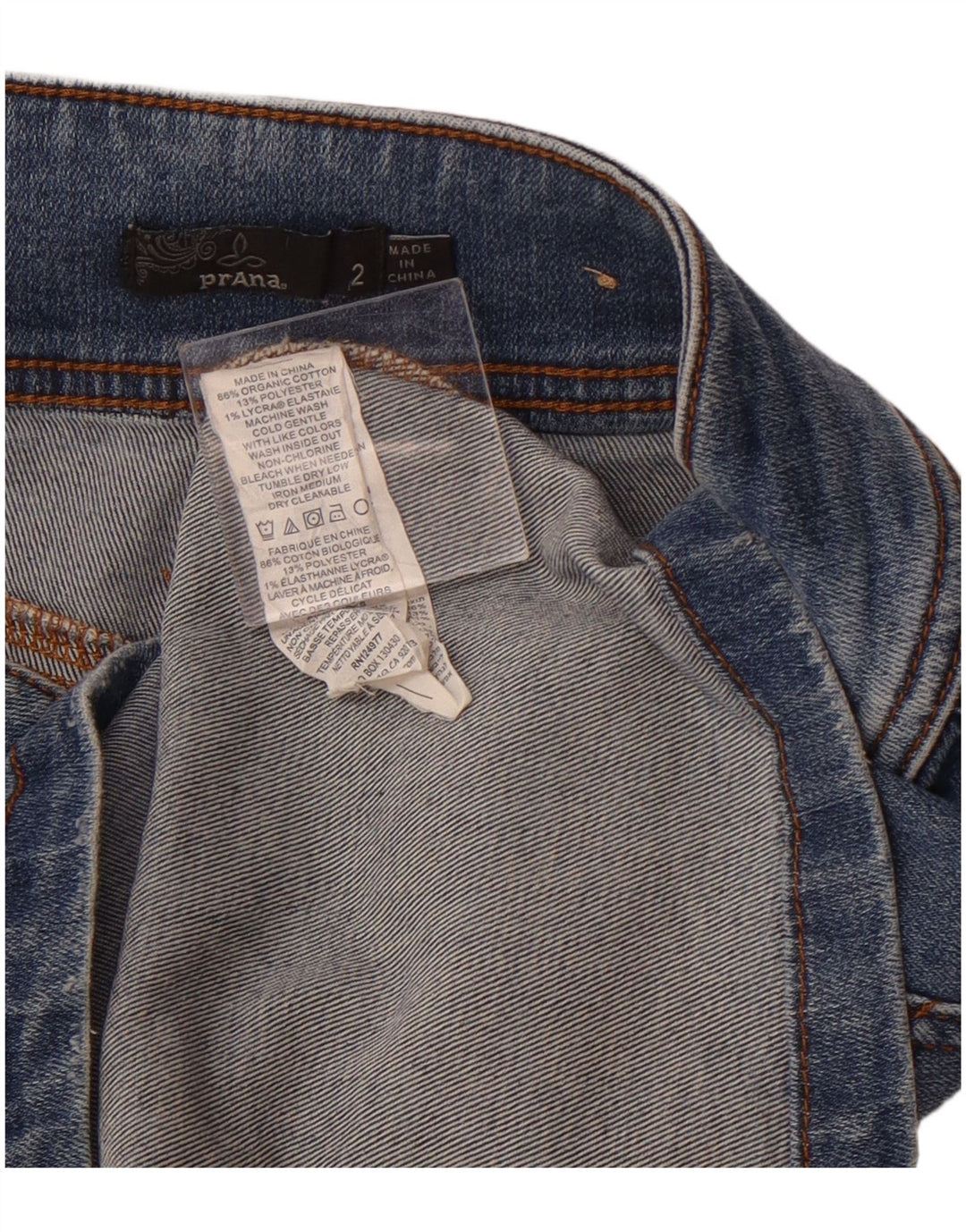 PRANA Dame højtaljet denimnederdel us 2 XS W26 Blå Bomuld