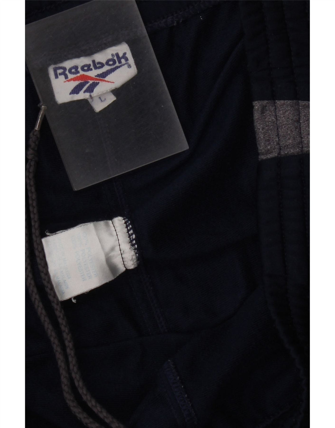 Reebok Mens Tracksuit Trousers Large Navy Blue Colourblock Polyester