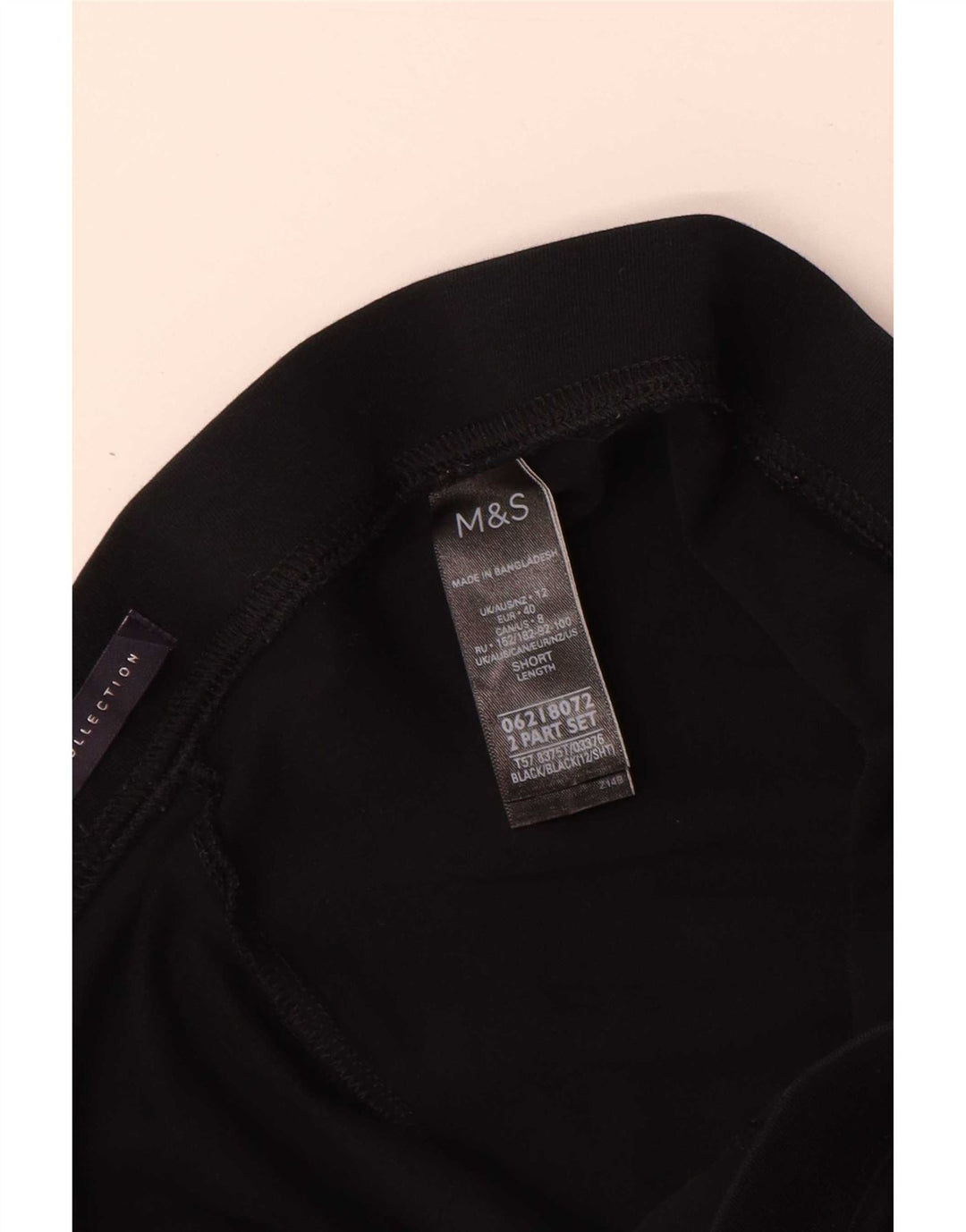 Marks & Spencer Womens Crop Leggings UK 12 Medium Black Bomuld