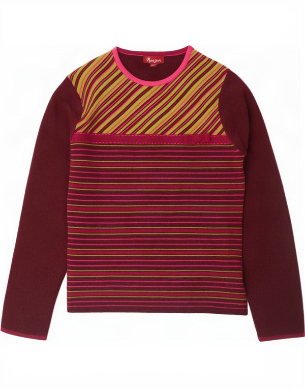 Monsoon Dame Boat Neck Jumper Sweater UK 14 Medium Burgundy stribet