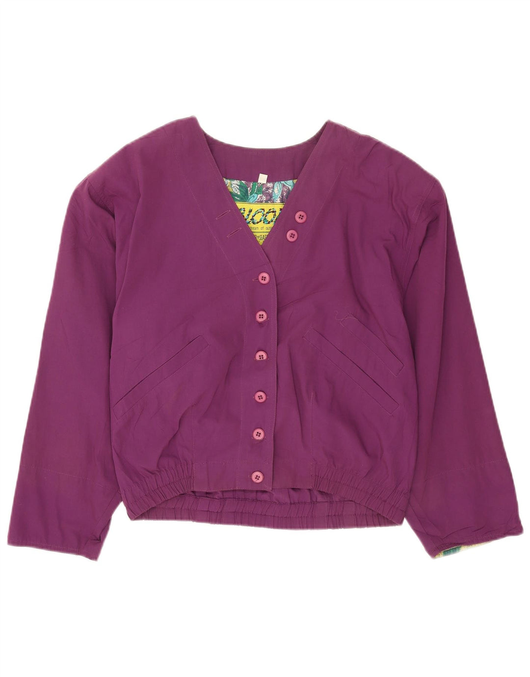 Vintage oversize jakke til kvinder EU 36 lille lilla polyester