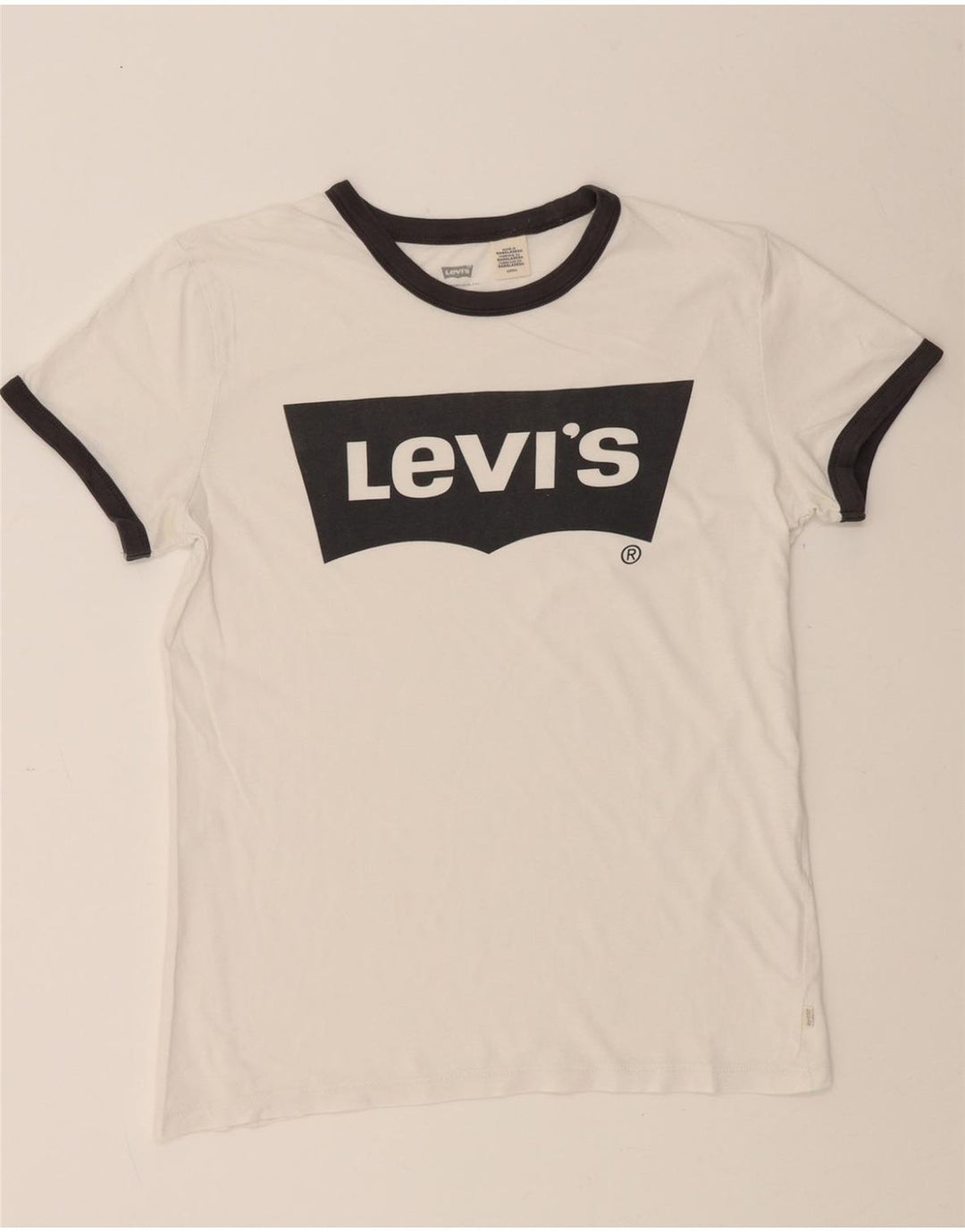LEVI'S Womens Graphic T-Shirt Top UK 10 Small White Cotton Vintage Levi's and Second-Hand Levi's from Messina Hembry 