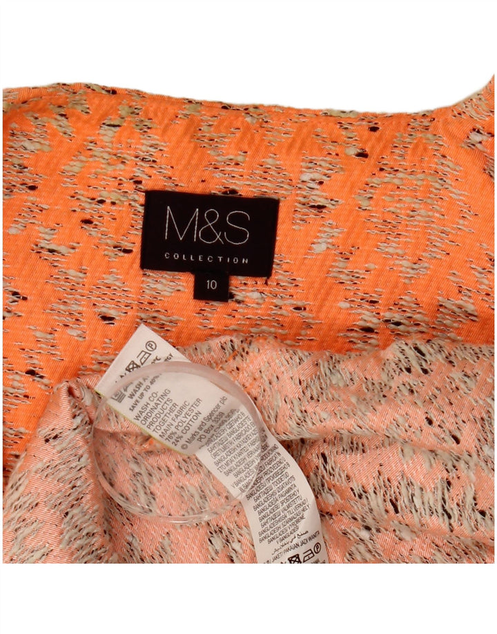 Marks & Spencer Dame 3/4 ærmet Bolero Jacket UK 10 Small Orange Ikat