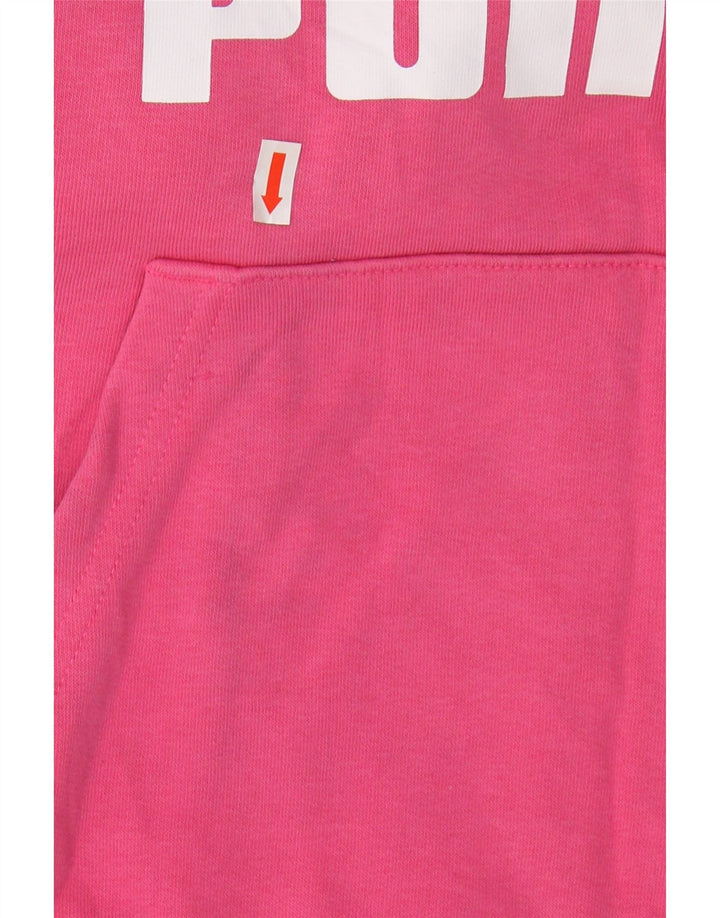 PUMA Womens Graphic Hoodie Jumper UK 14 Medium Pink