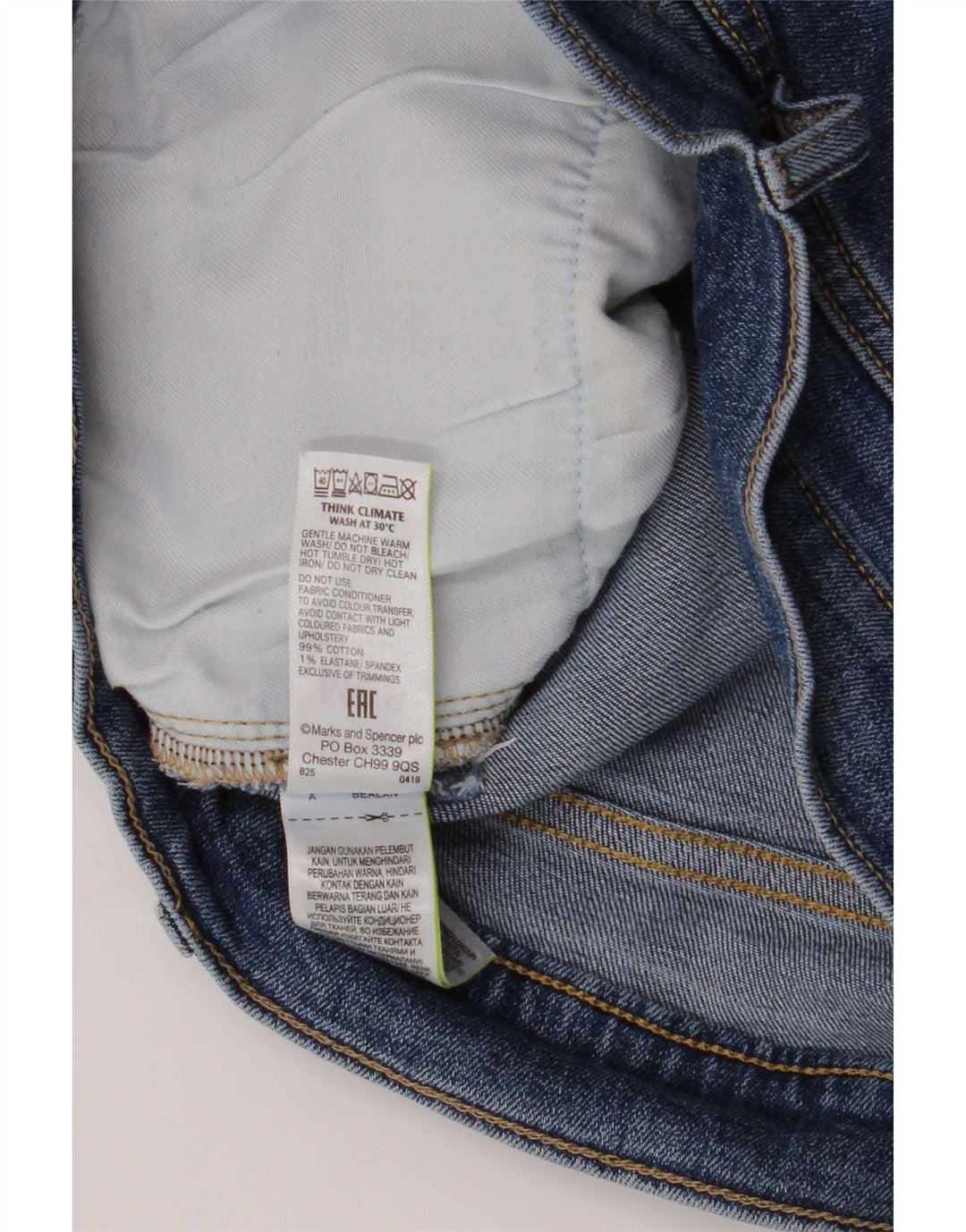 Marks & Spencer Herre Denim Shorts Medium W32 Blå Bomuld