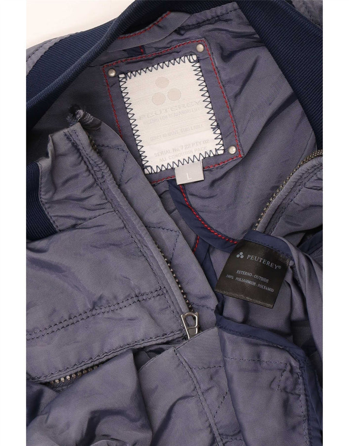 PEUTEREY Bomberjakke til mænd UK 40 Large Navy Blue Colourblock Polyamid