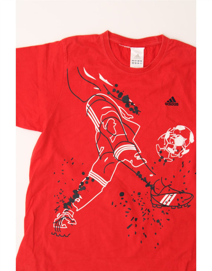 ADIDAS Boys Graphic T-Shirt Top 15-16 Years Red Vintage Adidas and Second-Hand Adidas from Messina Hembry 