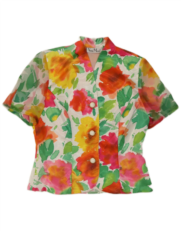 Vera Mont Dame Se Through Shirt Bluse UK 12 Medium Multicolored Floral