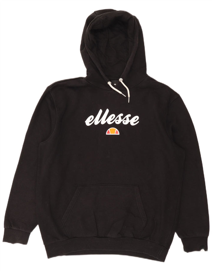 Ellesse Herre grafisk hættetrøje Jumper Stor sort bomuld