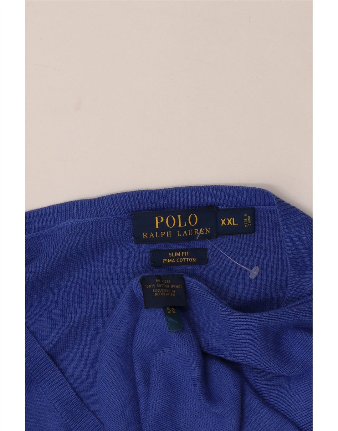 Polo Ralph Lauren Herre Slim Fit V-hals sweater 2XL Blå Bomuld