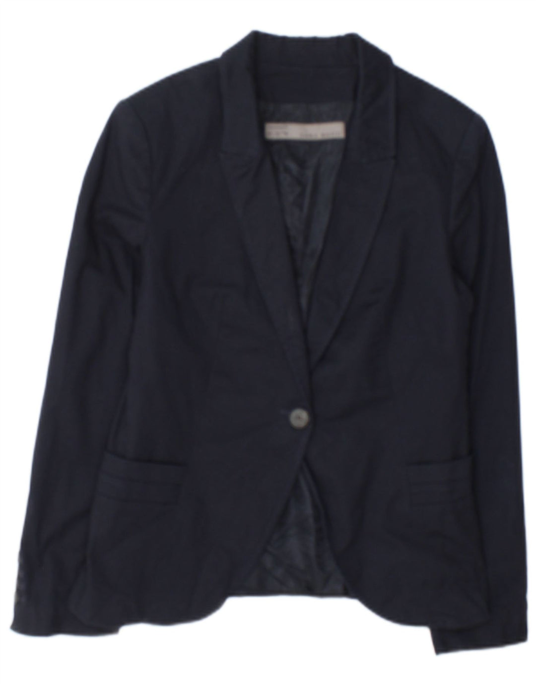 Zara Dame 1 Knap Blazer Jacket UK 12 Medium Navy Blue