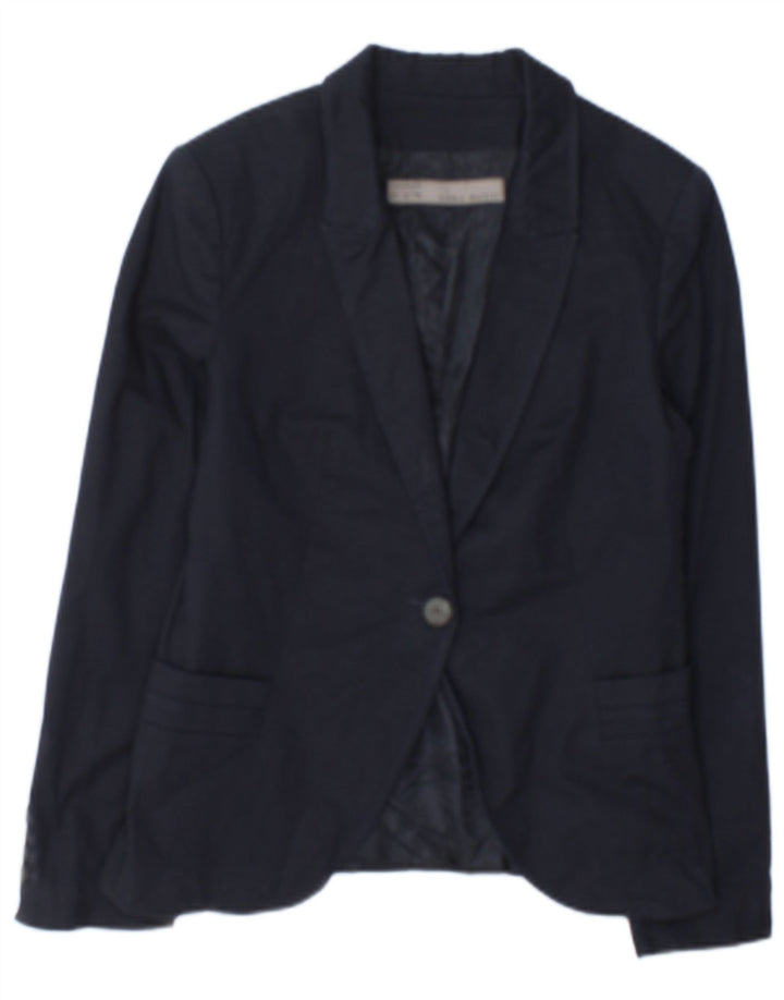 Zara Dame 1 Knap Blazer Jacket UK 12 Medium Navy Blue