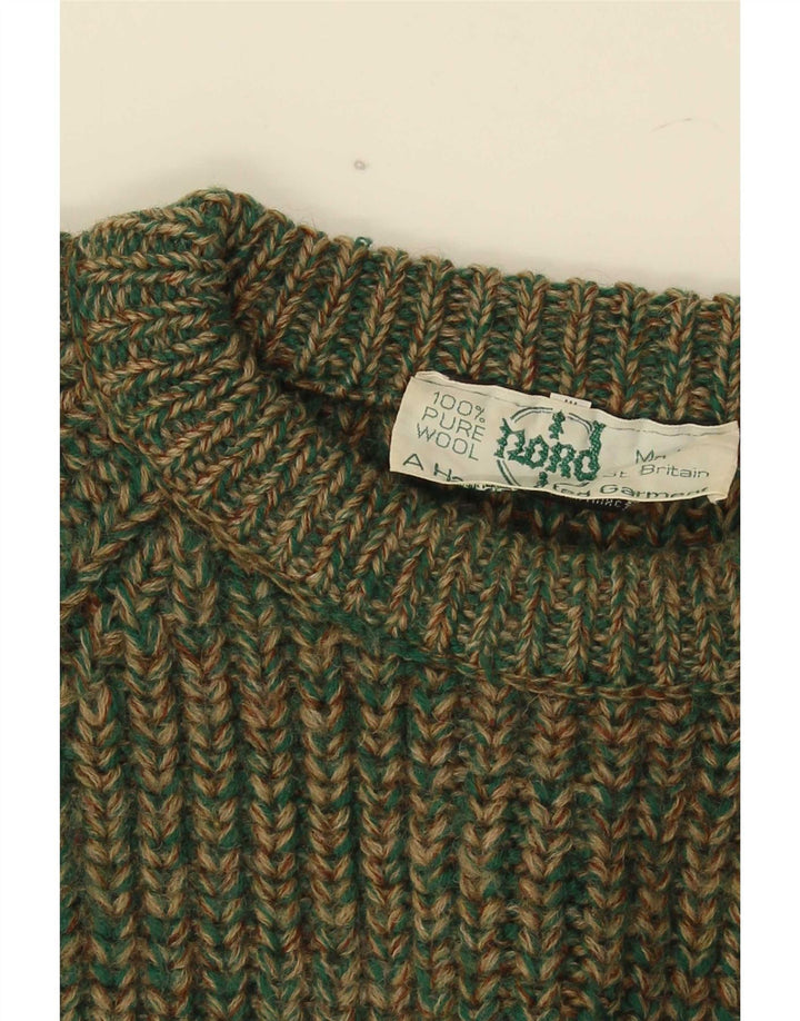 Vintage dame sweater med rund hals IT 42 Medium Green Flecked Wool