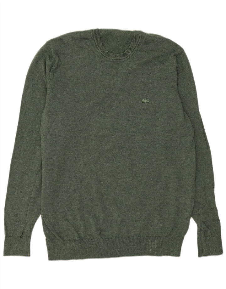 Lacoste Herre Crew Neck Jumper Sweater Størrelse 7 2XL Grøn Virgin Wool