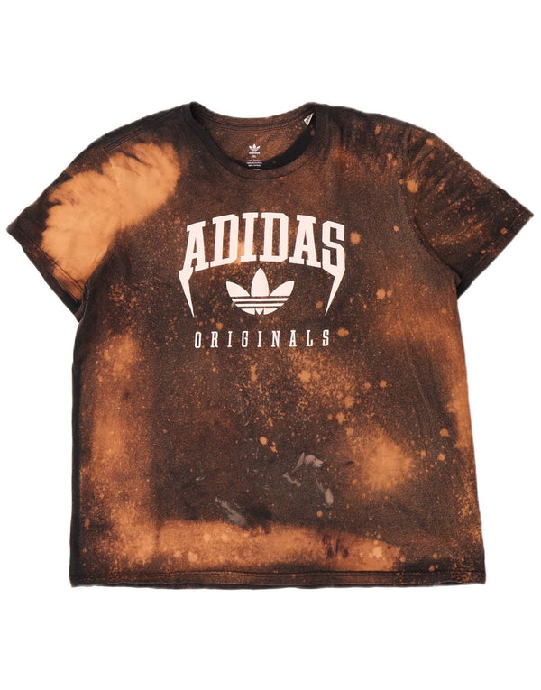 Adidas Herre grafisk T-shirt Top XL Brun Tie Dye Bomuld