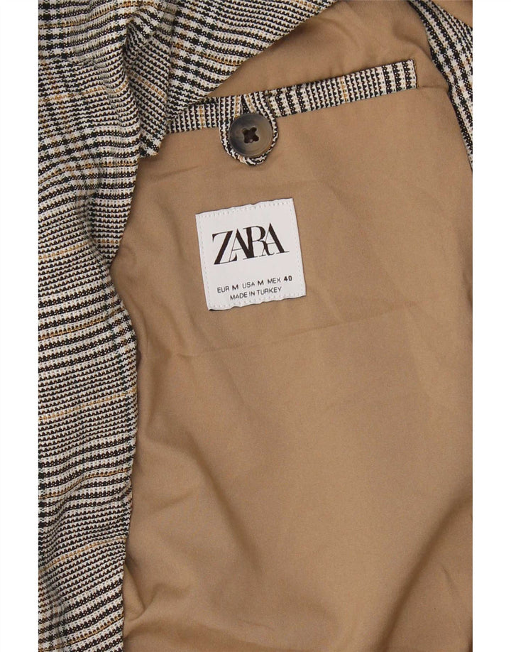Zara Herre Double Breasted Blazer Jacket UK 38 Medium Sort Ternet Bomuld