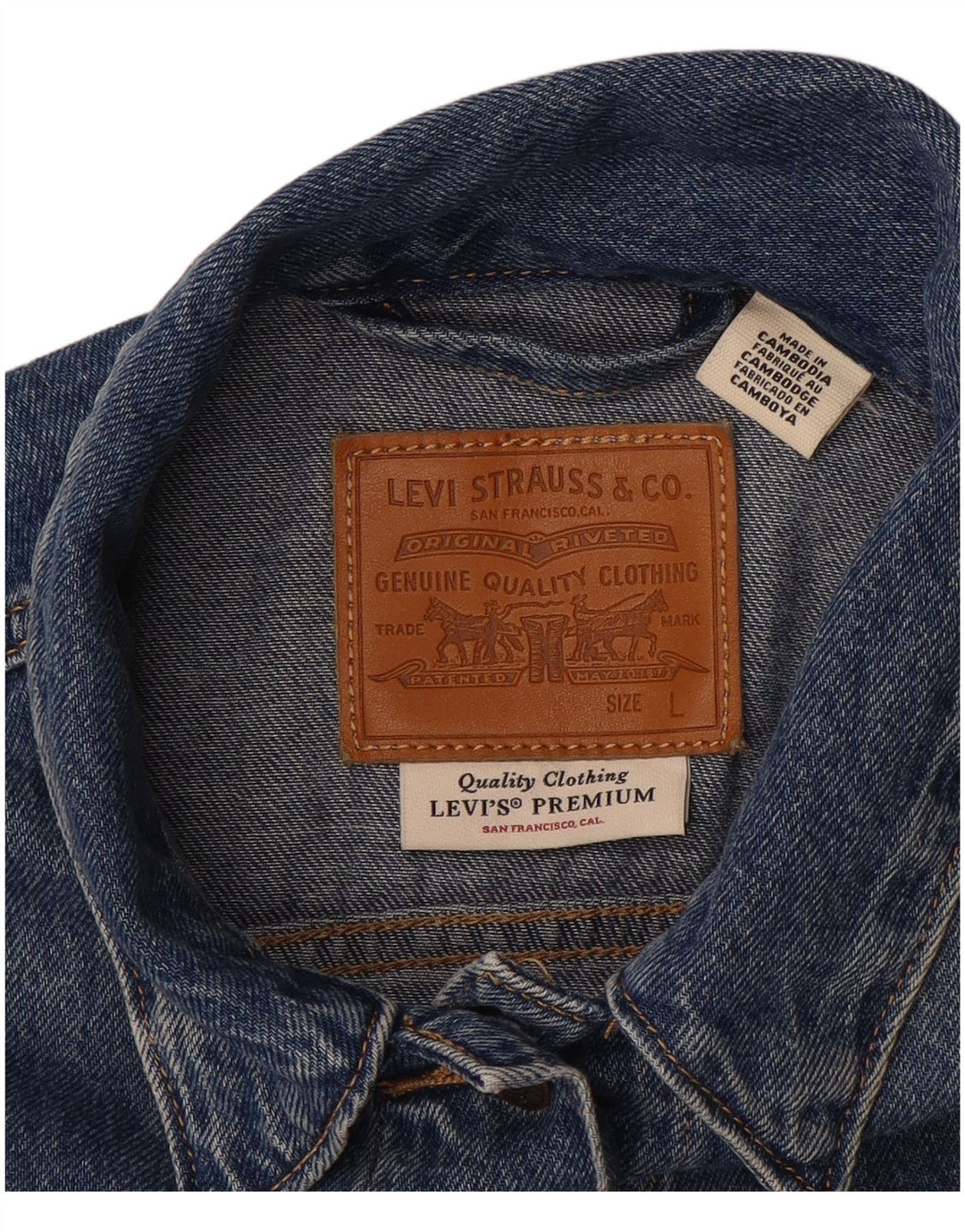 LEVI'S Dame Crop Denim Jacket UK 16 Large Blue