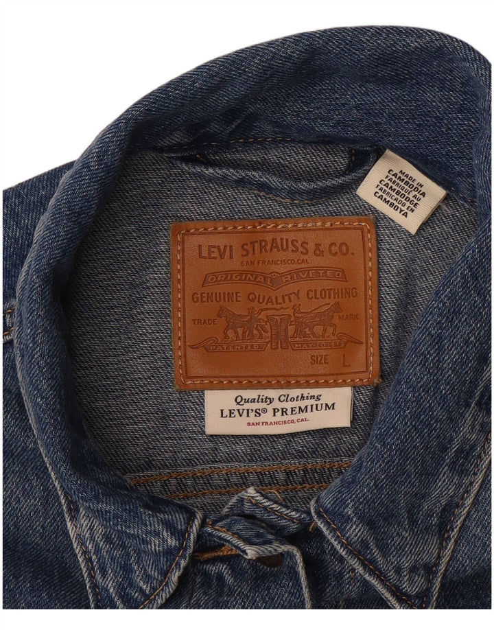 LEVI'S Dame Crop Denim Jacket UK 16 Large Blue