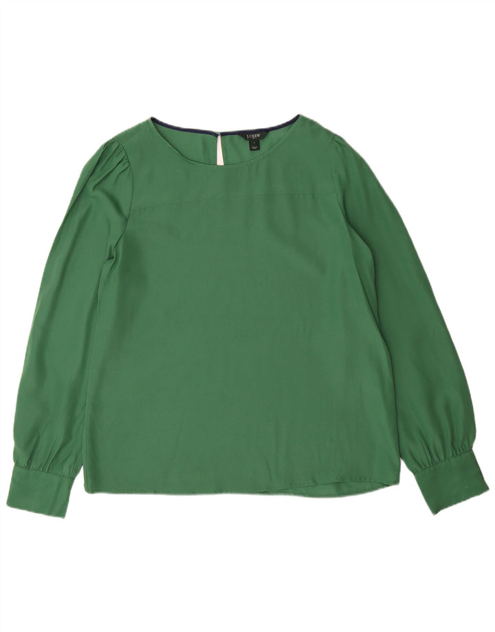 J. CREW Dame Langærmet Bluse Top UK 16 Stor Grøn Polyester