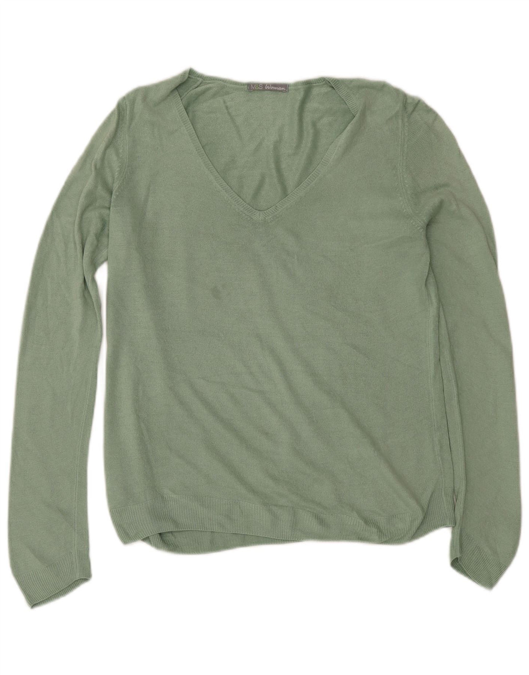 Marks & Spencer Dame V-hals sweater UK 12 Medium Green