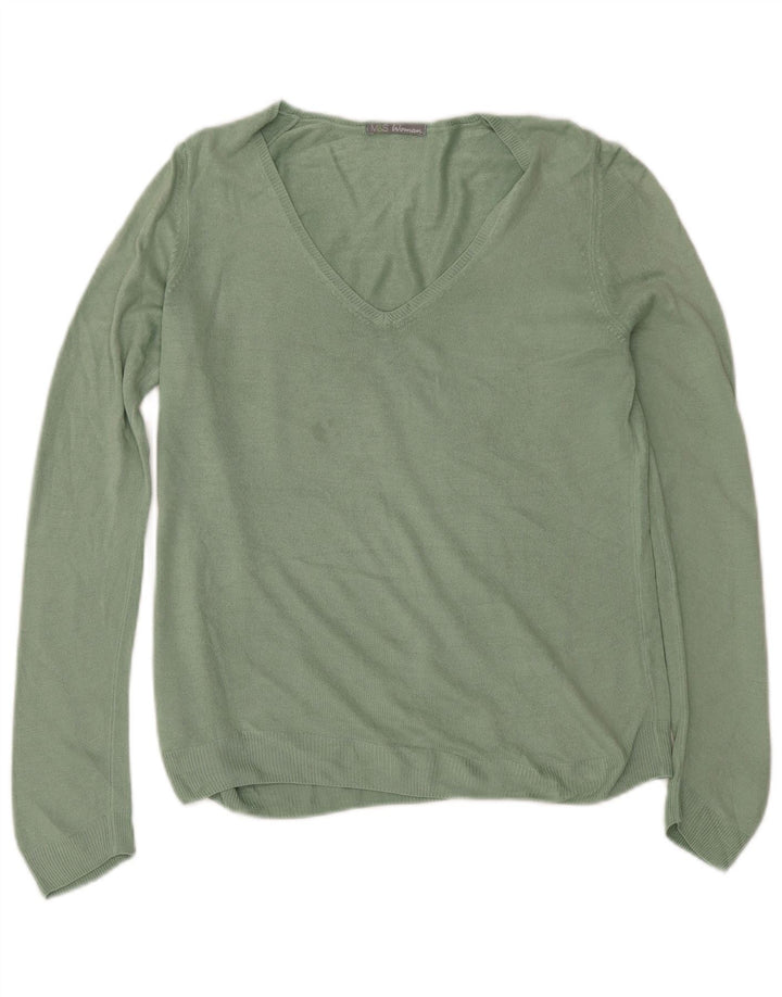 Marks & Spencer Dame V-hals sweater UK 12 Medium Green