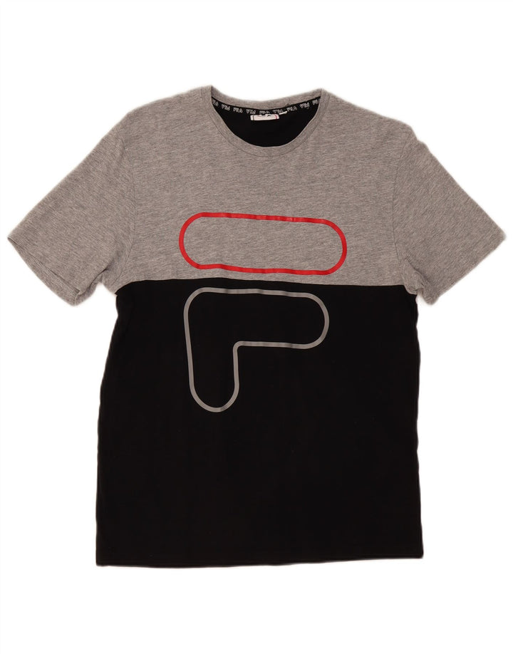 FILA Herre grafisk T-shirt Top Lille Grå Colourblock Bomuld