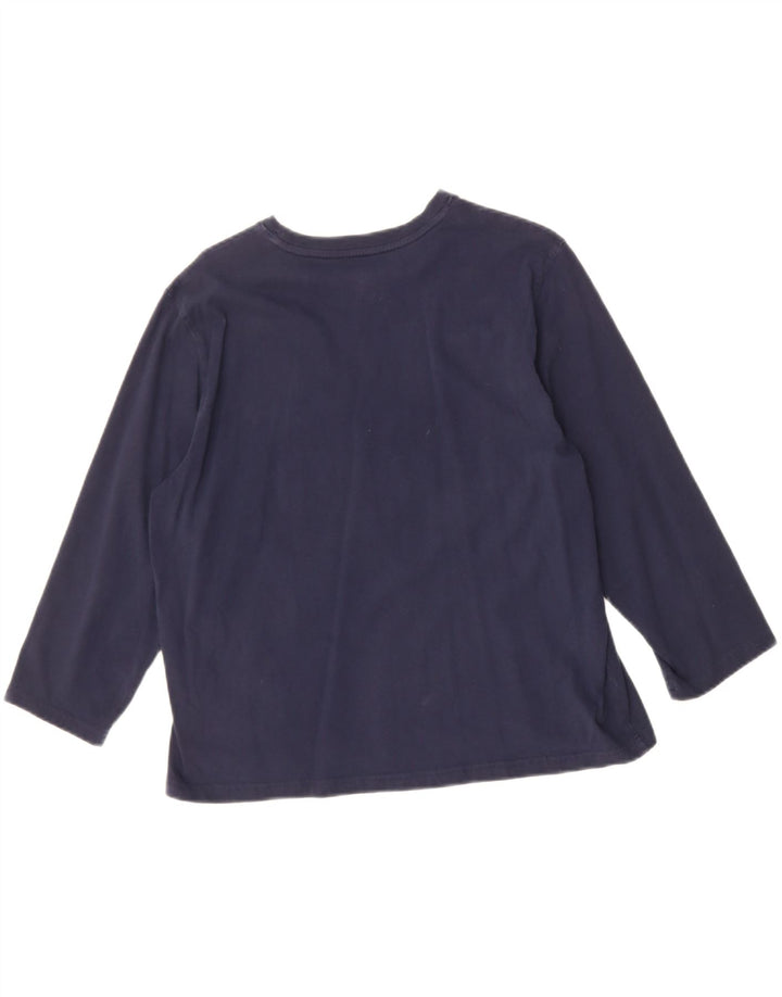 L.L.BEAN Womens Top 3/4 Sleeve UK 14 Medium Navy Blue Cotton Vintage L.L.Bean and Second-Hand L.L.Bean from Messina Hembry 