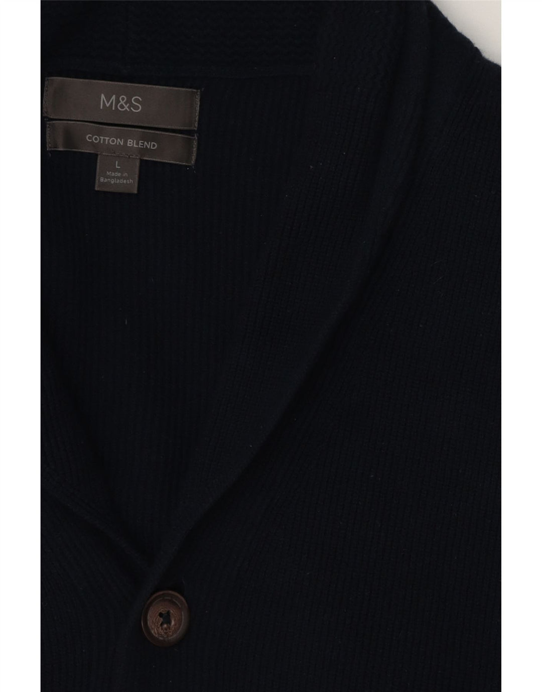 MARKS & SPENCER Herre cardigan sweater Stor marineblå bomuld