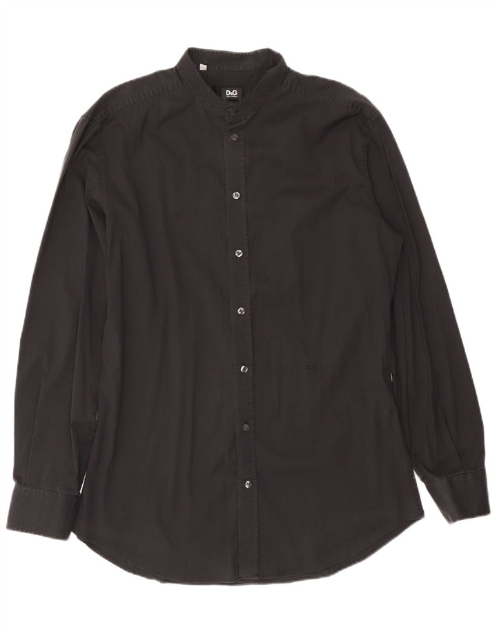 Dolce & Gabbana Herre Slim Shirt Størrelse 43 Stor Sort Bomuld