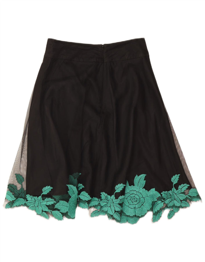 Coast Dame A-Line nederdel W26 Smalll sort blomstret polyester