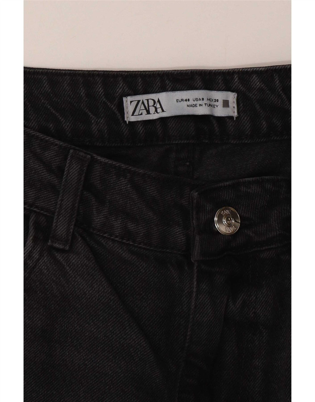 Zara Dame Højtaljede Straight Jeans EU 40 Medium W30 L29 Grå