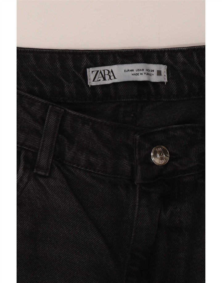 Zara Dame Højtaljede Straight Jeans EU 40 Medium W30 L29 Grå